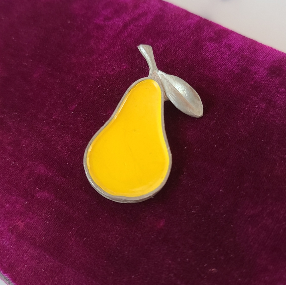 Vintage Yellow Pear Brooch